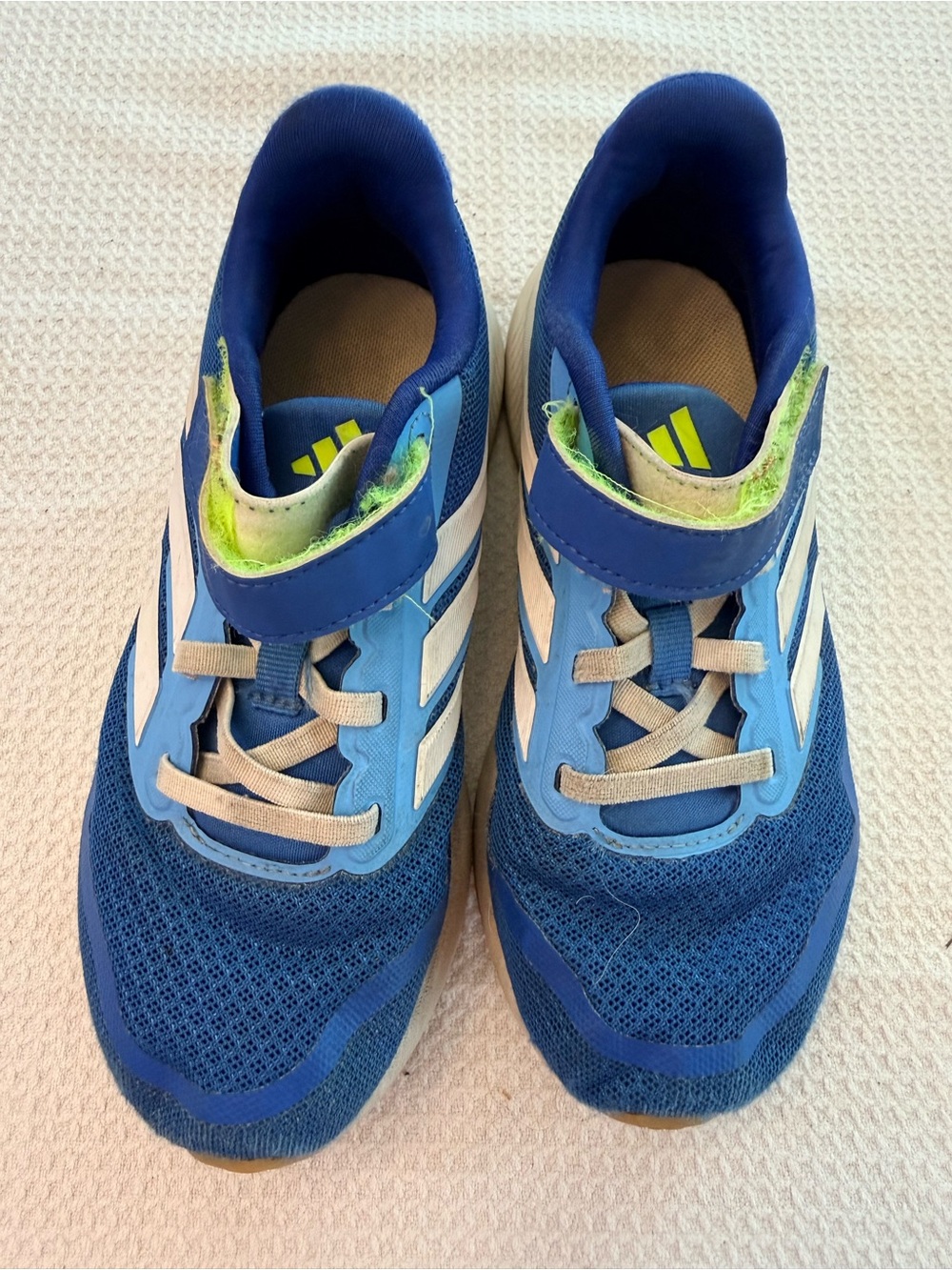 adidas Kids Blue and White Velcro Athletic Sneakers